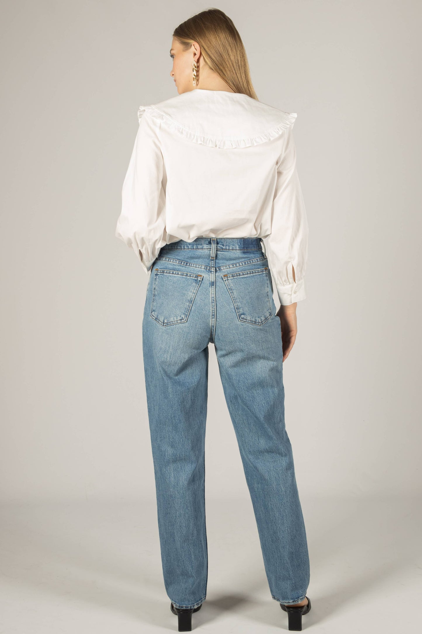 Poplin Collar Button Up Blouse