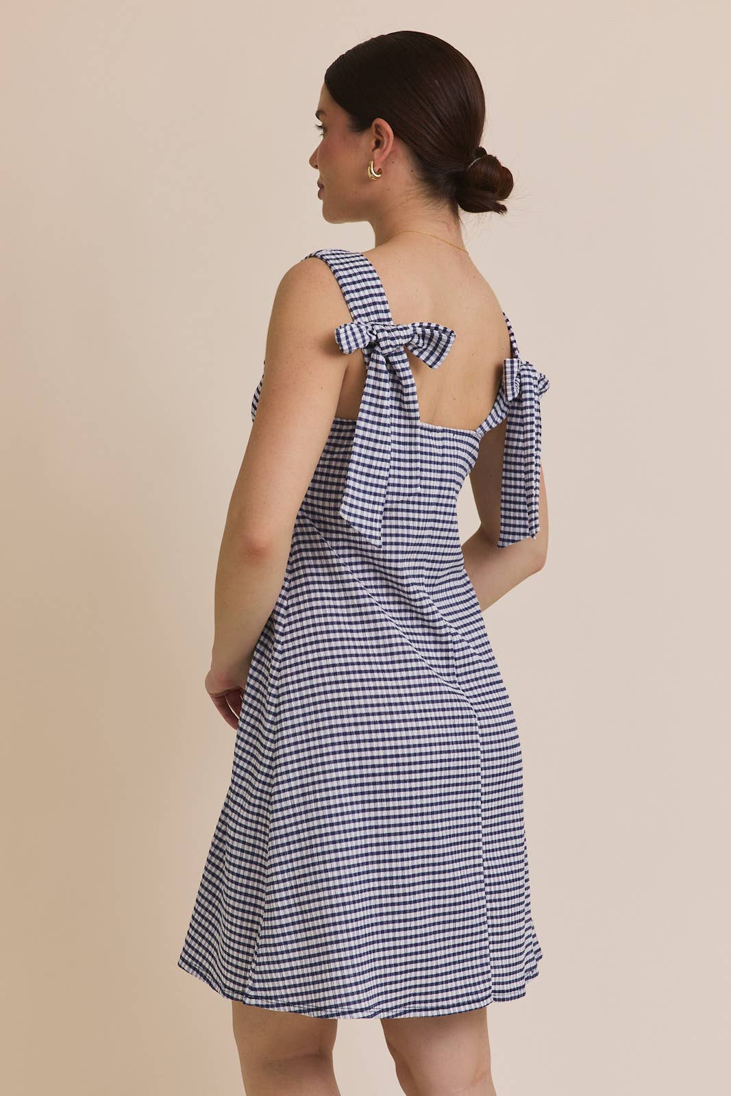 Lyla Gingham Tie-Strap Dress