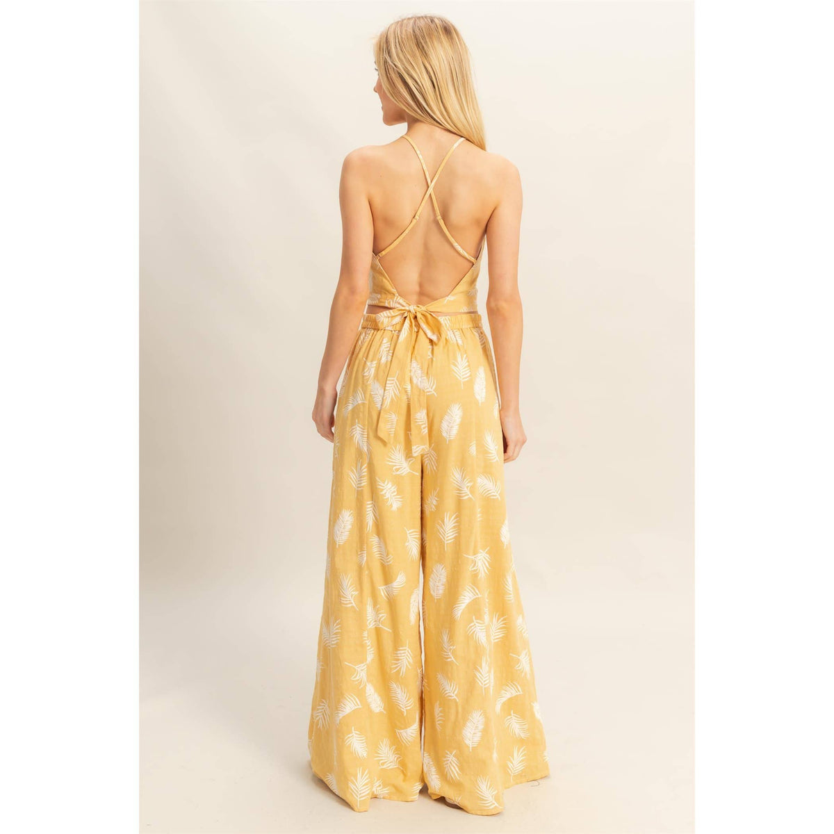 Tropical Leaf Wide-Leg Pant