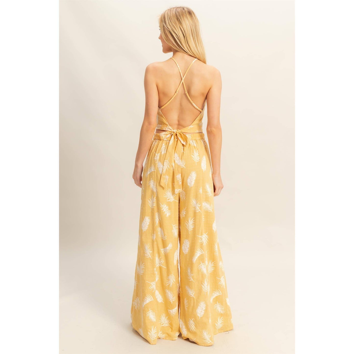 Tropical Leaf Wide-Leg Pant