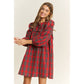 Soft Plaid Woven Babydoll Bow Mini Dress