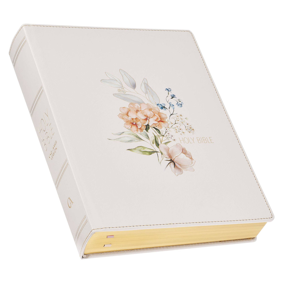 KJV Large Print Note-Taking Bible – White Floral Faux Leather