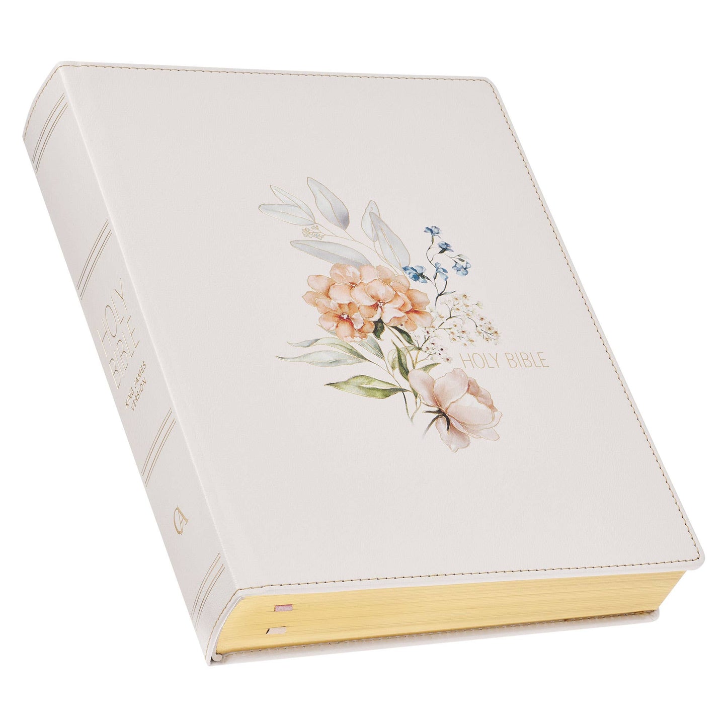KJV Large Print Note-Taking Bible – White Floral Faux Leather