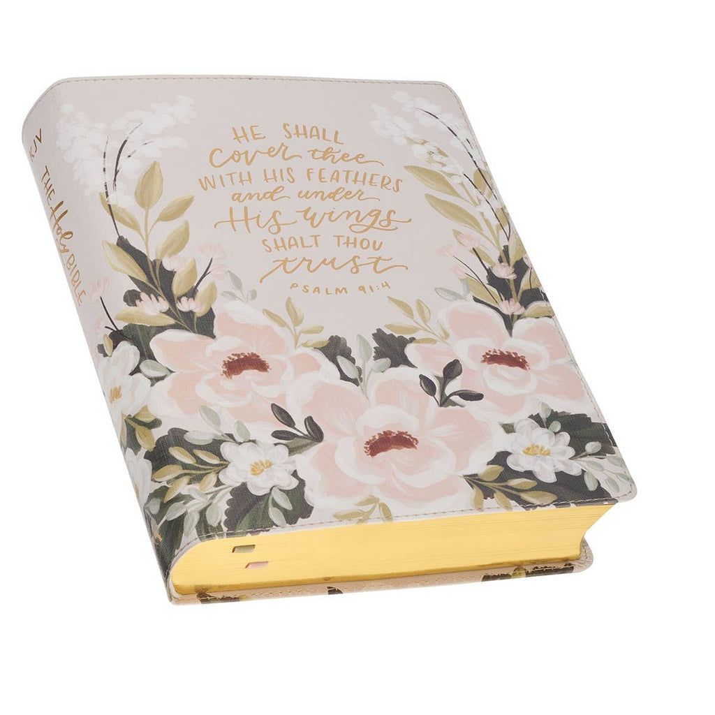 KJV Note-Taking Bible – Floral Ps 91:4