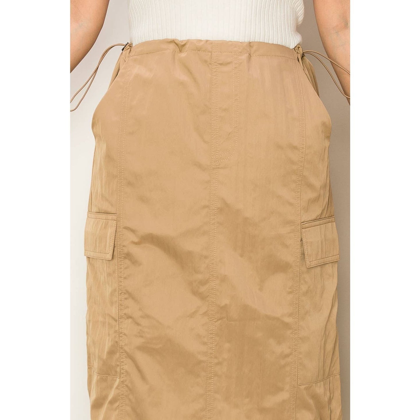 Parachute Drawstring Cargo Skirt