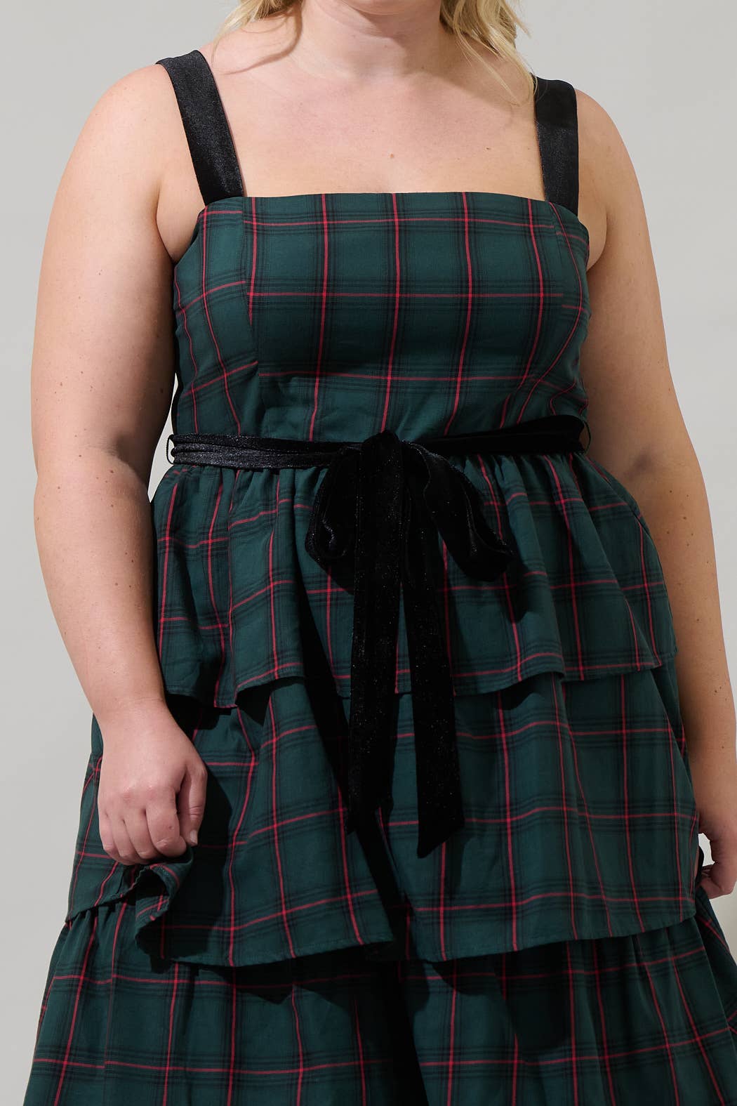 Brook Plaid Tiered Midi Dress