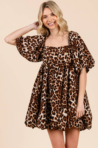 Leopard Bubble Babydoll Dress
