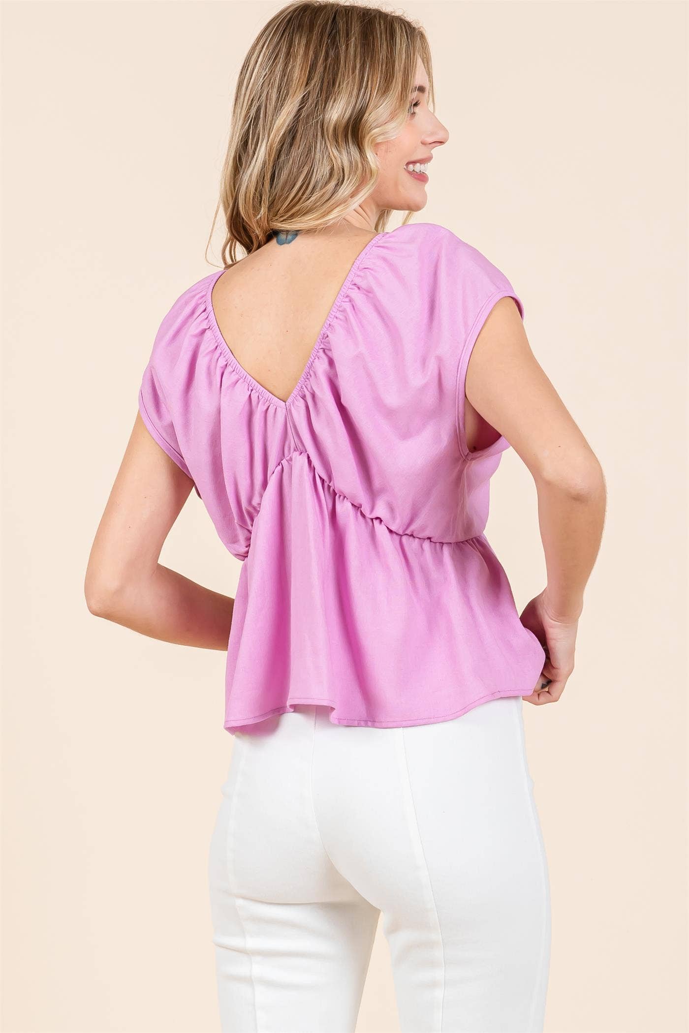 Bow Detailed Linen Blouse