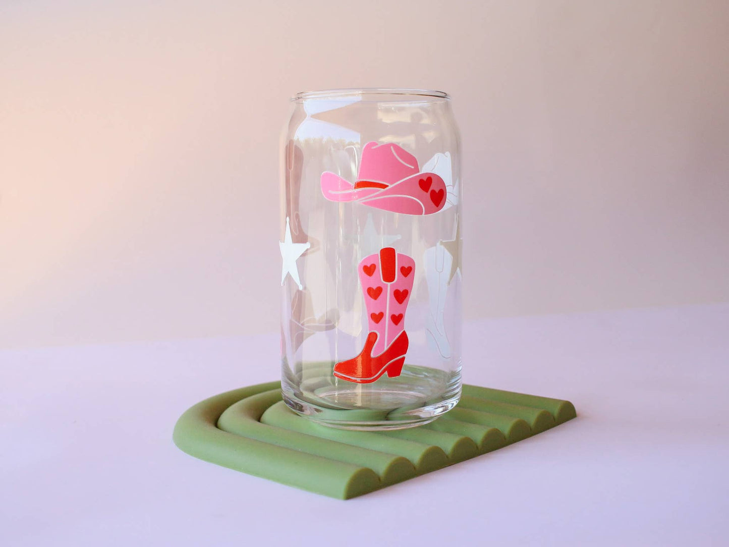 Cowboy Heart Boots Glass Cup