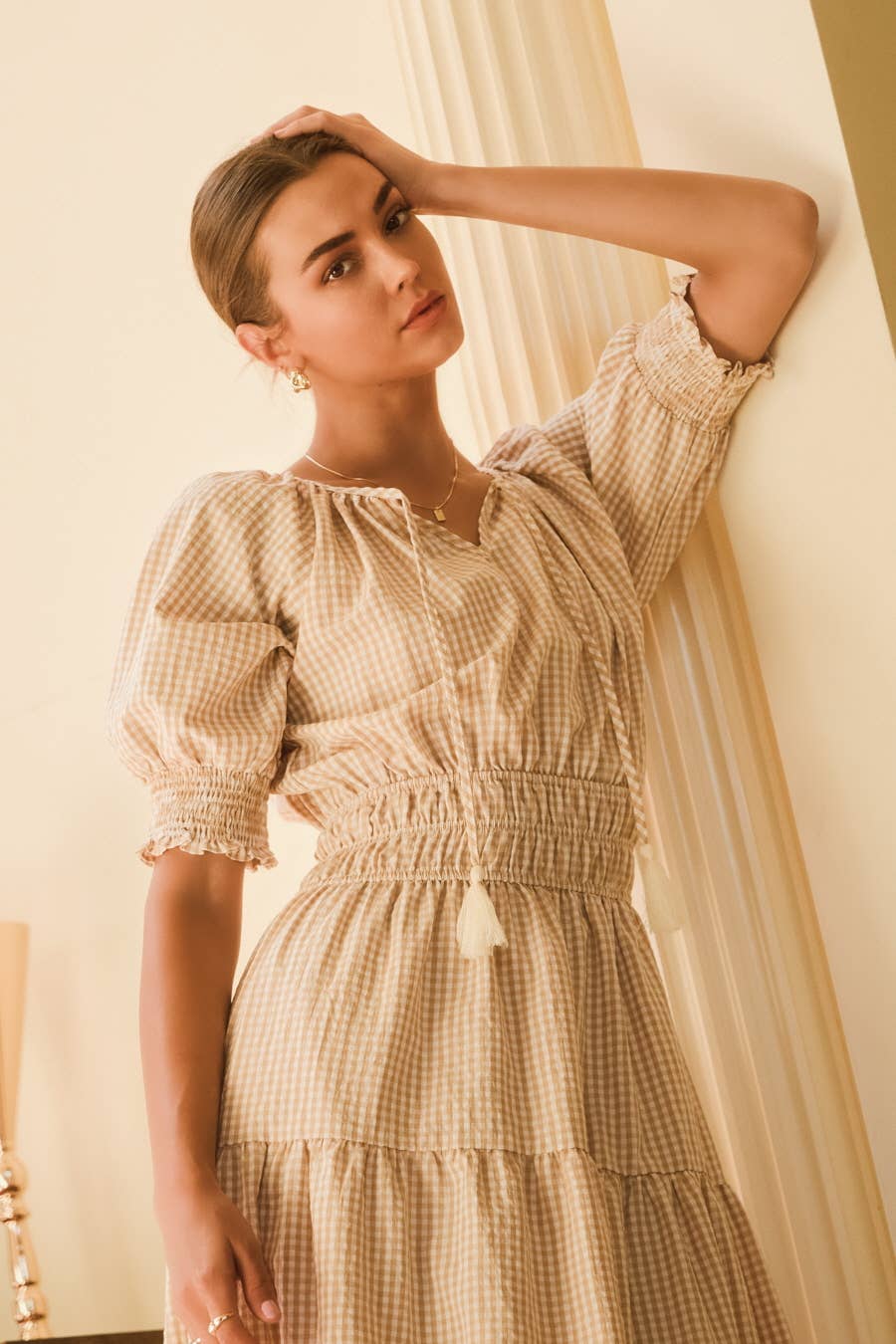 Brigitte Gingham Midi Dress