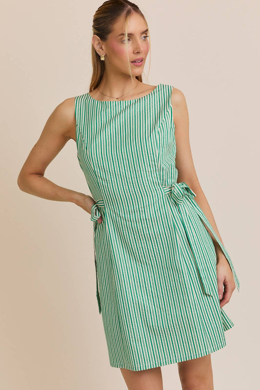 Amy Boat Neck Side Tie Dress