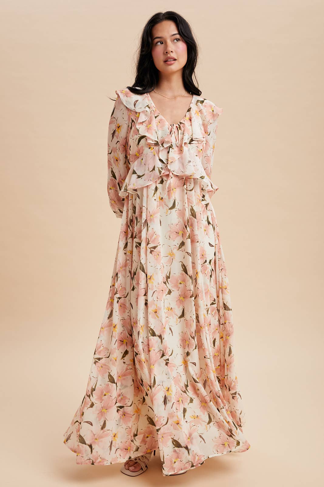 Petal Veil Maxi Dress