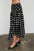 Josephine Polka Dot Drop Waist Midi Skirt