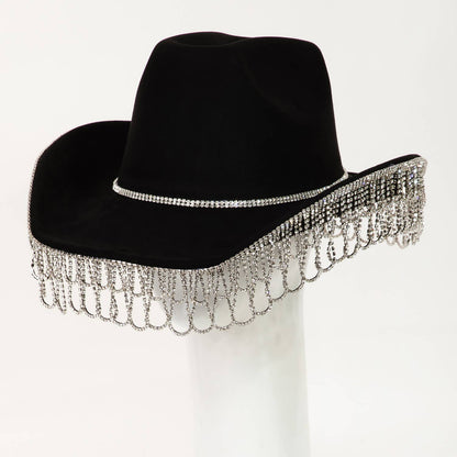 Rhinestone Curtain Fringe Cowboy Hat