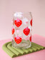 Strawberry Hearts Glass Cup