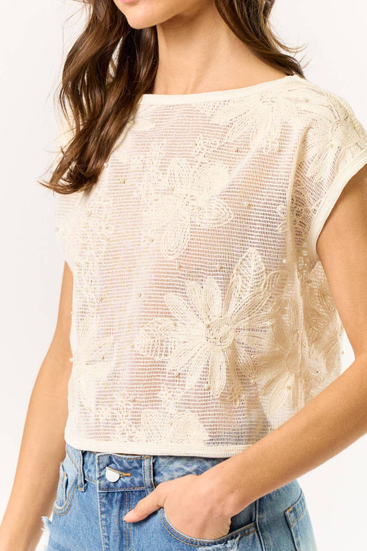 Boat Neck Crochet Top