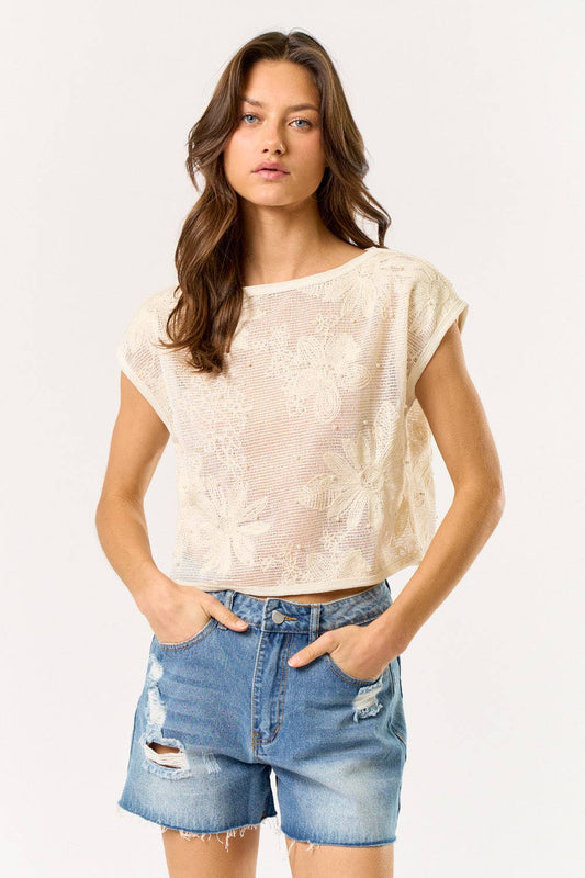 Boat Neck Crochet Top