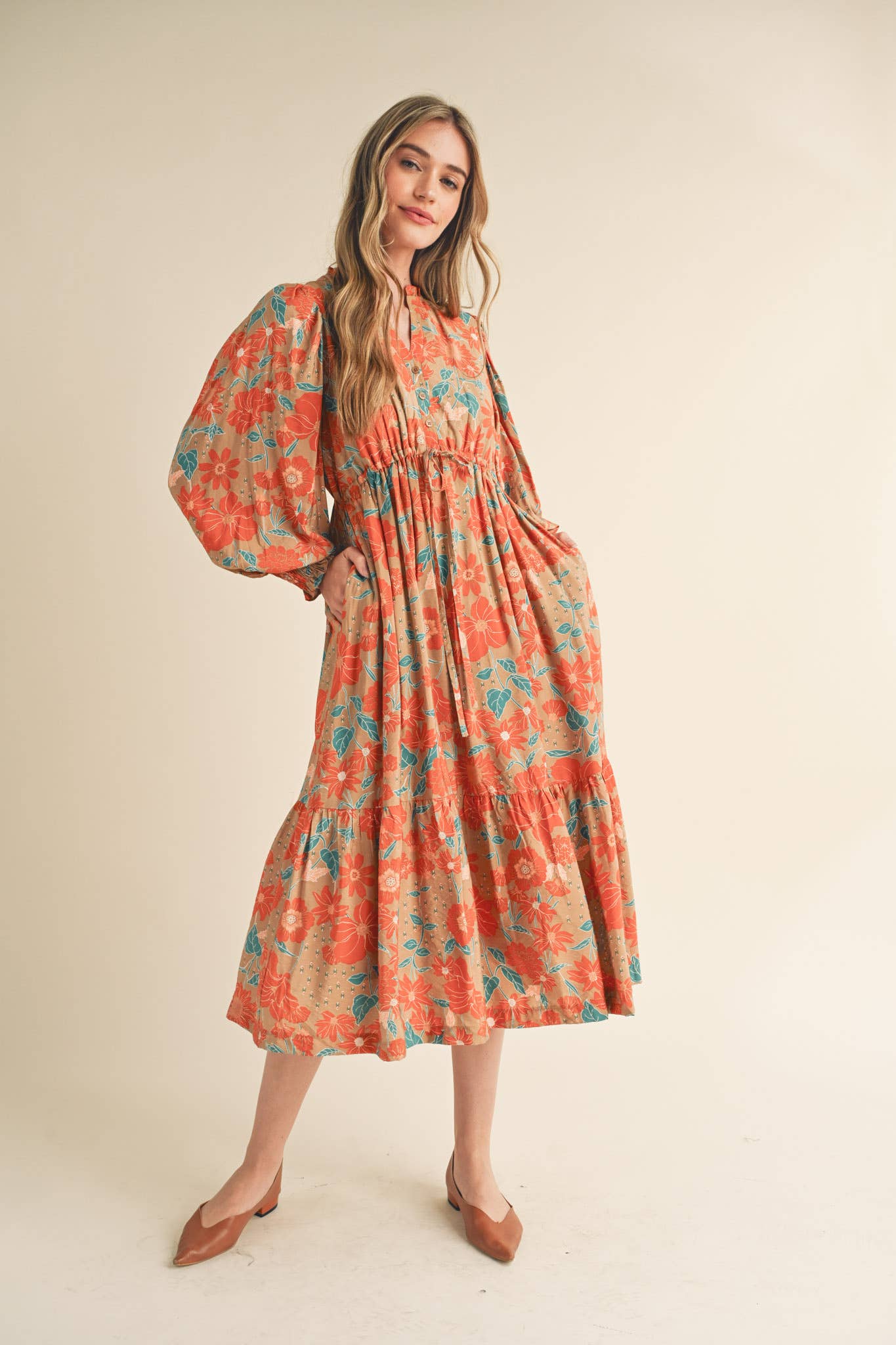 Autumn Paisley Midi Dress