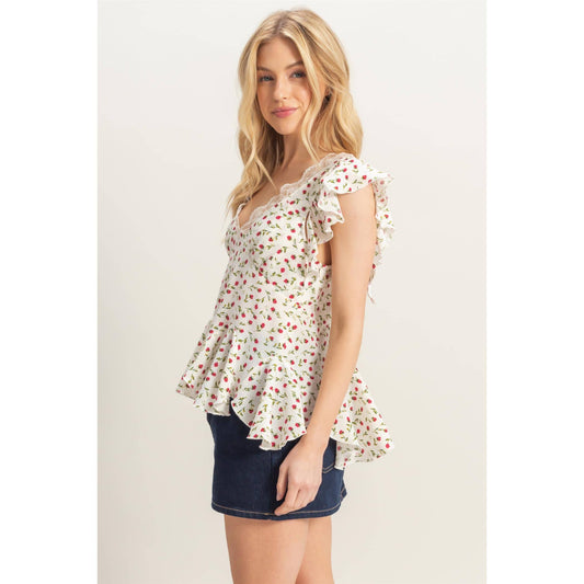 Ditsy Floral Flutter Blouse