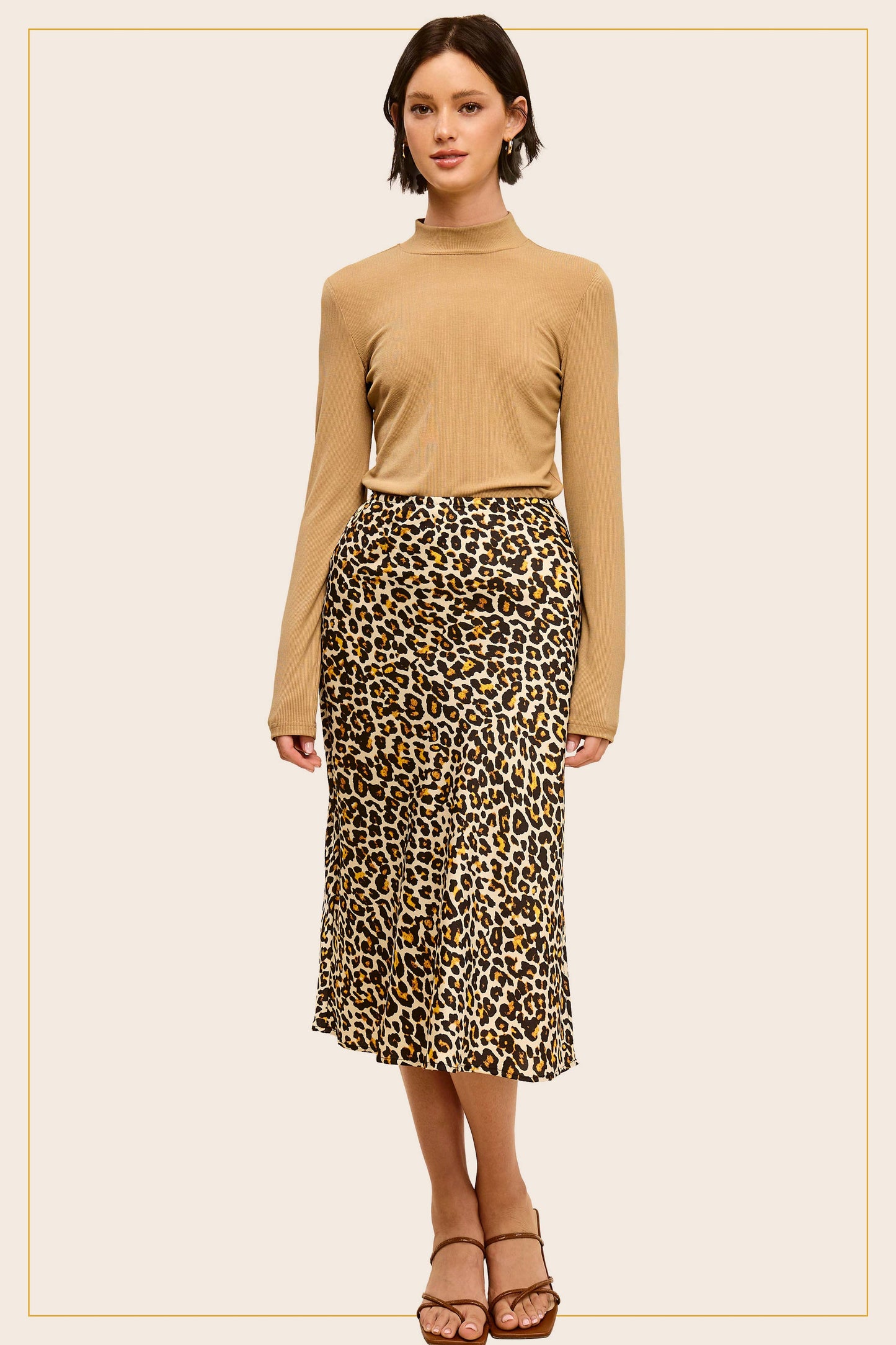 Jenna Leopard Satin Midi Skirt