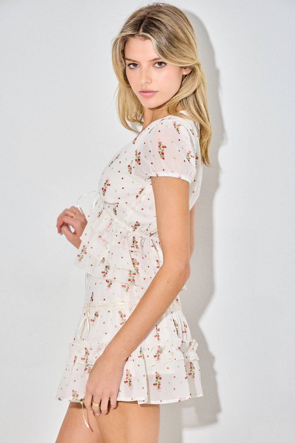 Strawberry Ruffle Top