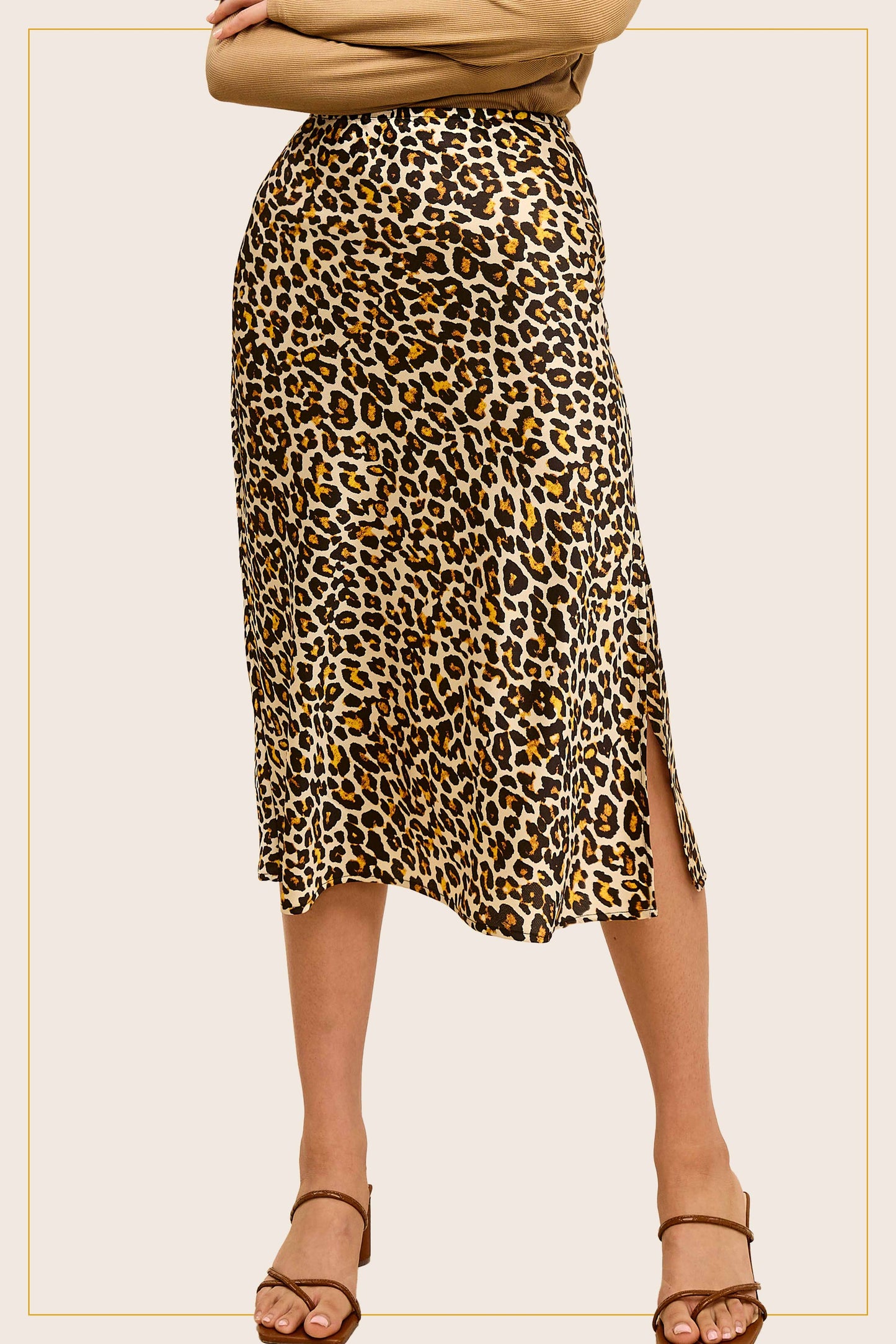 Jenna Leopard Satin Midi Skirt