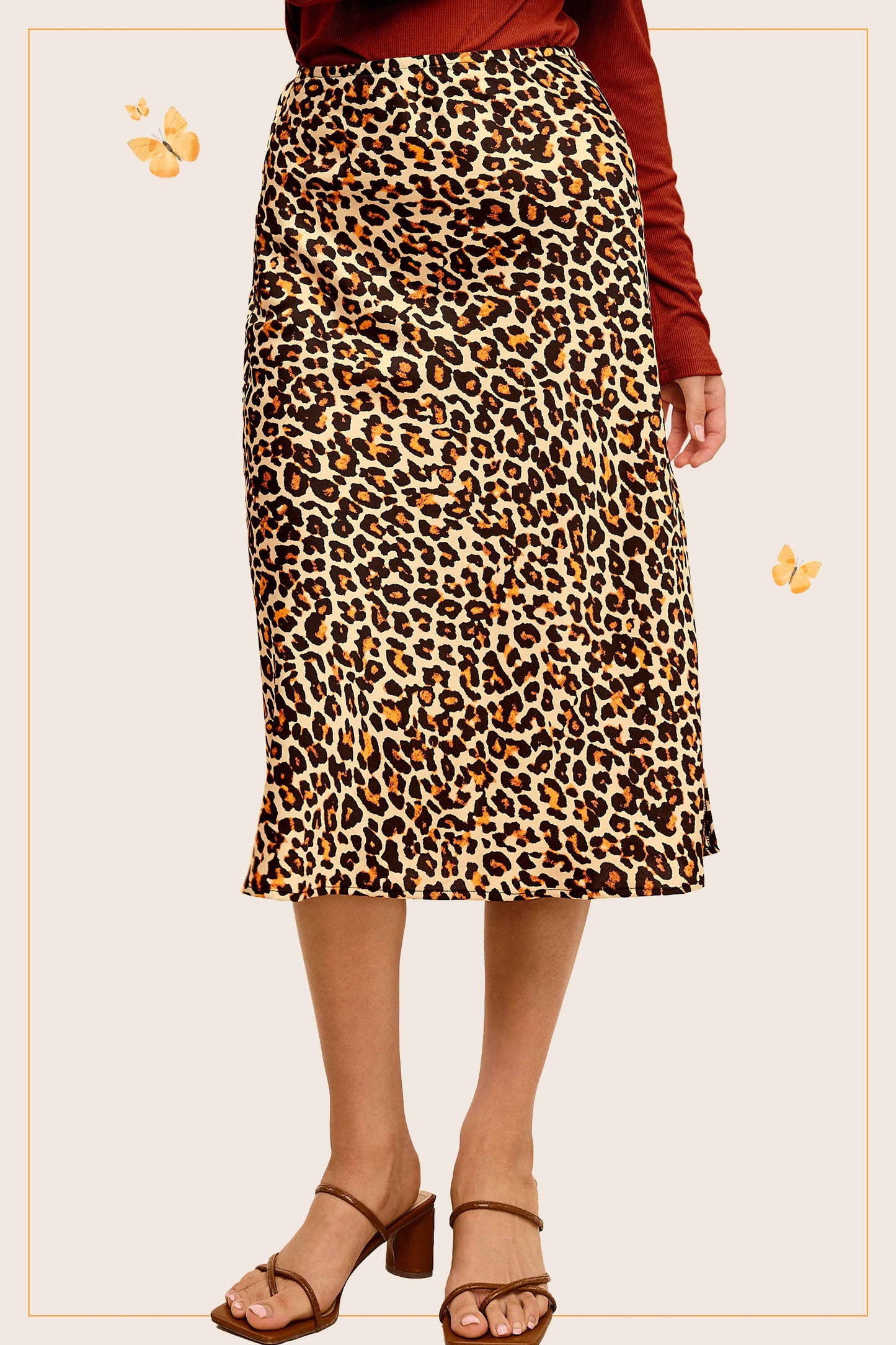 Jenna Leopard Satin Midi Skirt