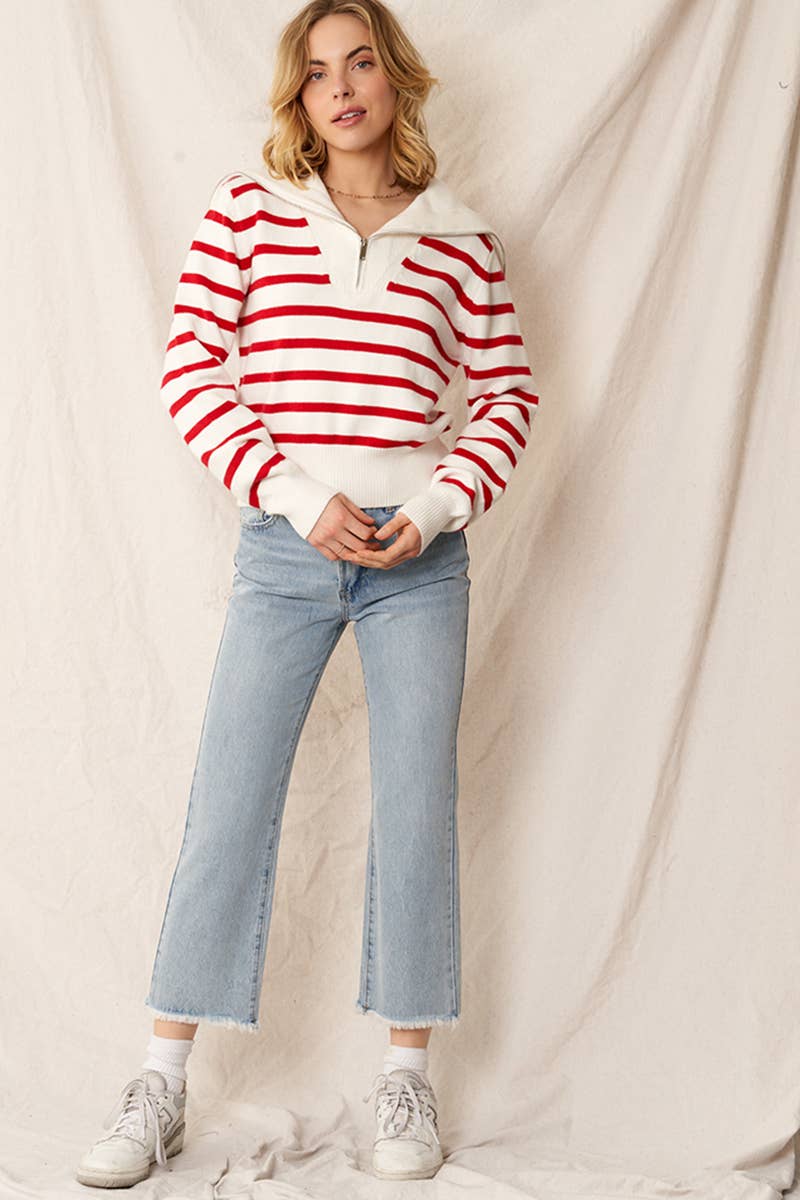 Striped Sailor Collared Sweater