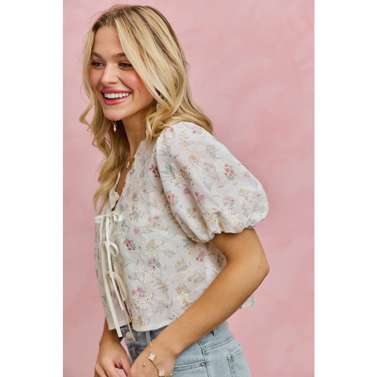 Meadow Bloom Tie Front Top
