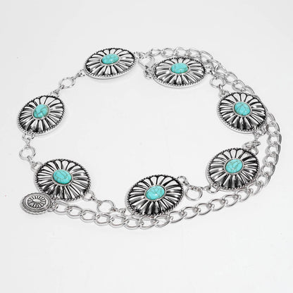 Metallic Flower Disc Chain Belt