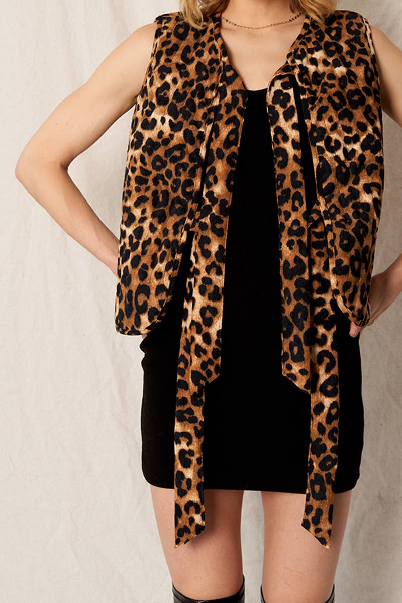 Leopard Print Ribbon Vest