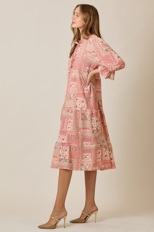 Piper Patchwork Tiered Midi Dress