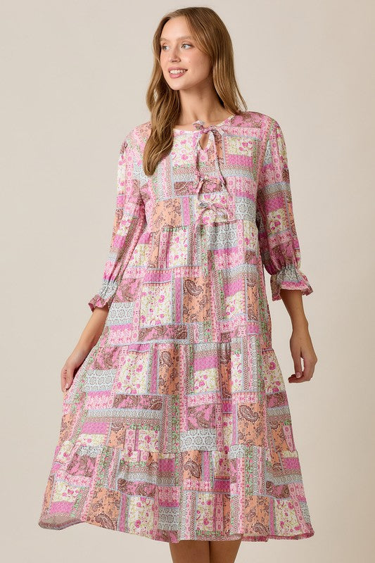 Piper Patchwork Tiered Midi Dress
