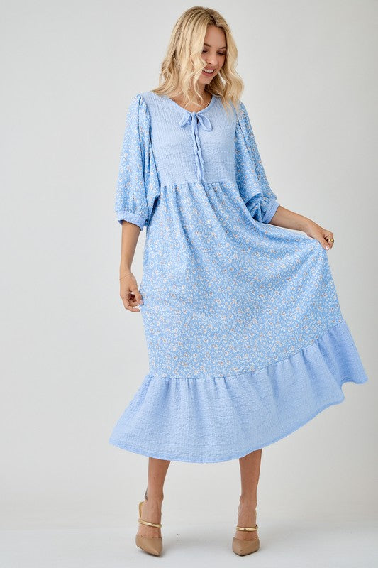 Elowyn Floral Contrast Midi Dress