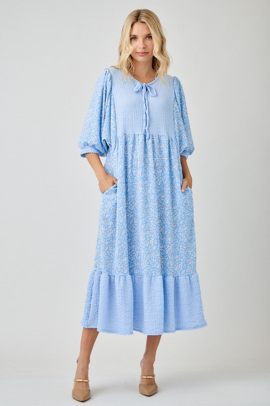 Elowyn Floral Contrast Midi Dress