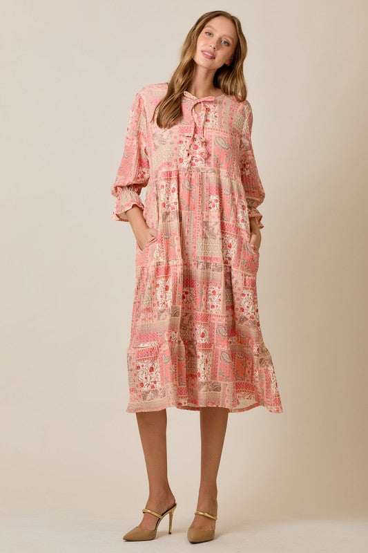 Piper Patchwork Tiered Midi Dress