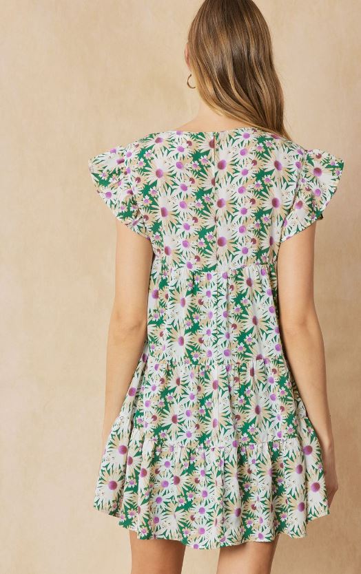 Casey Floral Ruffle Sleeve Dress