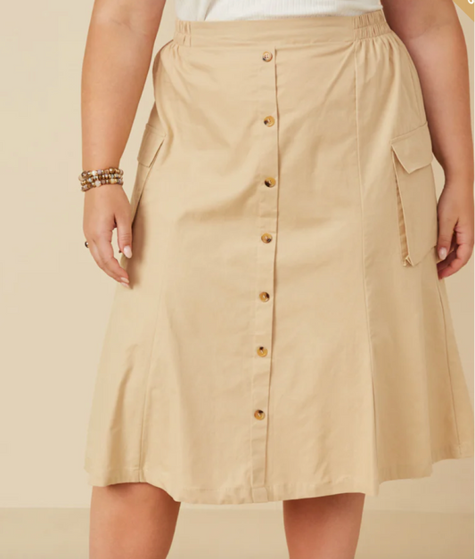 Magnolia Button Down Cargo Midi Skirt